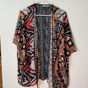 Cato Black and White Patterned Kimono